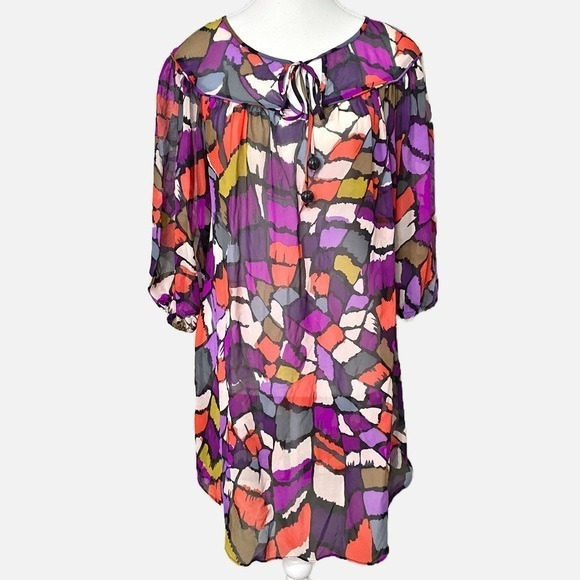 Alice & Trixie Tops - Alice‎ & Trixie 100% Silk Colorful Abstract Tunic